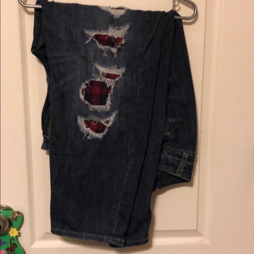 Torrid Distressed Flannel Jeans